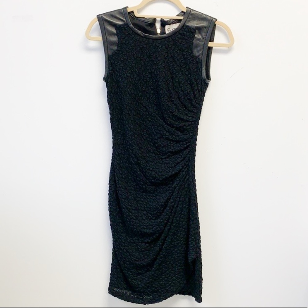 SEA New York leather trim cocktail dress